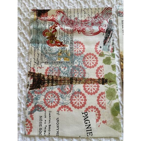 Pre-cut Paris Theme Fabric Swatch 51 Pieces Pink, Brown, Greenery, Eiffel Tower - Picture 7 of 7